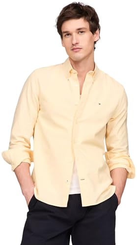 TOMMY HILFIGER Men's Long Sleeve Button Down Oxford Shirt in Regular Fit, DaisyYellow, M