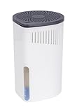 WENKO Portable Dehumidifier Drop Design, Compact and Rechargeable Dehumidifier for Bathroom, Closet, Bedroom, Garage, Covers up to 2800 Cubic Feet, 2.2 lbs, White, 5.9 x 9.1 x 5.9 in