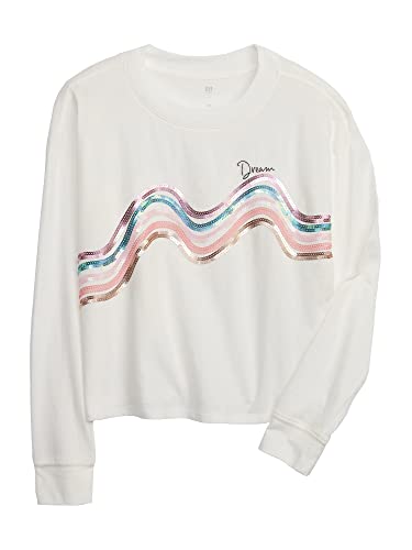 GAP Girls Long Sleeve Graphic Tee T Shirt, New Off White, XL