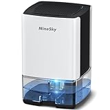 NineSky Dehumidifier for Home, 35oz Water Tank,(300 sq.ft) Dehumidifiers for Bedroom, Bathroom, Basement with 7 Colorful Lights, Auto Shut Off(C1 White)