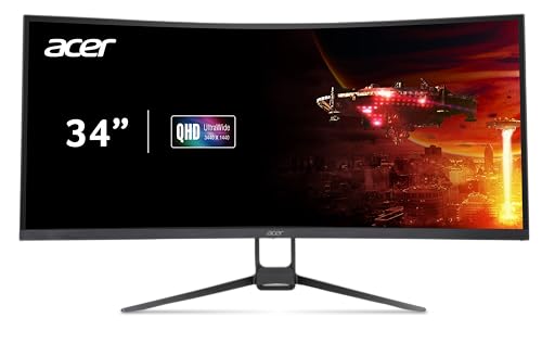 acer Nitro 34' UWQHD 3440 x 1440 1000R Curved PC Gaming Monitor | AMD FreeSync Premium | Up to 180Hz Refresh | Up to 0.5ms | AdobeRGB 90%| Delta E