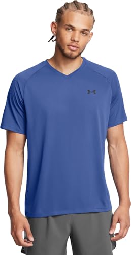 Under Armour Men's Tech 2.0 V-Neck Short-Sleeve T-Shirt, (433) Tech Blue / / Black, Medium