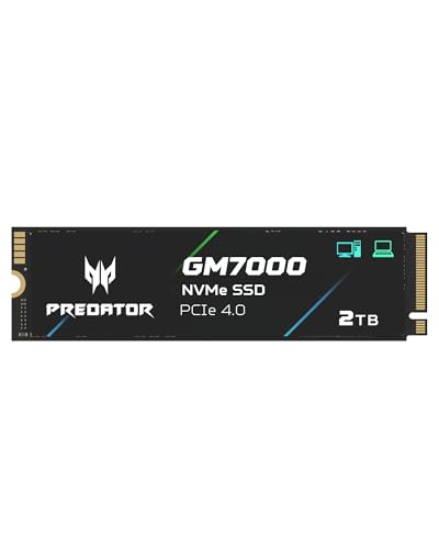 acer Predator GM7000 2TB M.2 SSD 2280 NVMe Gen4 Internal Gaming SSD, Compatible with PS5 Up to 7400MB/s - BL.9BWWR.106