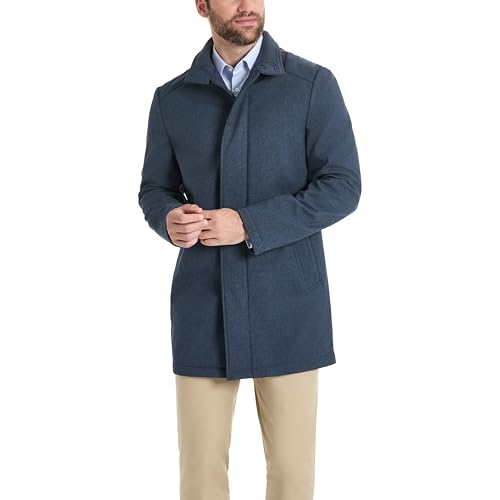 Van Heusen Men's Tedford Overcoat with Stand Collar, Blue, Medium