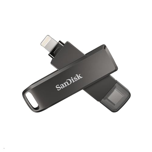 SanDisk 256GB iXpand Flash Drive Luxe - The 2-in-1 USB for iPhone, iPad, and Computer - Thumb Drive with Lightning and USB Type-C Connectors – SDIX70N-256G-GN6NE