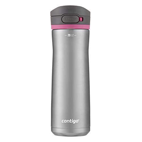 Contigo Jackson Chill 2.0 Stainless Steel Water Bottle with AUTOPOP Lid, 20oz, Steel/Dragonfruit