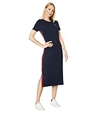 Tommy Hilfiger Women's Midi Dress – Short-sleeved Dresses With Chic Stripe Detailing Down the Side Midi Dress, Classic Sky Captain, Medium