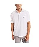 Nautica Men's Short Sleeve Solid Stretch Cotton Pique Polo Shirt, Bright White, Medium