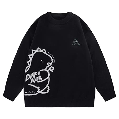 Aelfric Eden Cartoon Dinosaur Sweaters Graphic Crewneck Printed Oversized Pullover Sweater Couple Tops