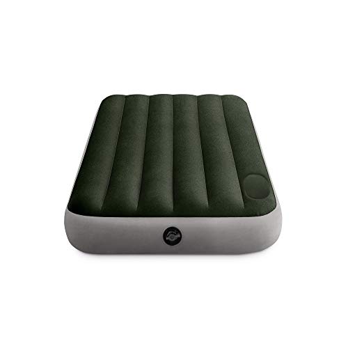 Intex 64761E Dura-Beam Standard Downy Air Mattress: Fiber-Tech – Twin Size – Built-in Foot Pump – 10in Bed Height – 300lb Weight Capacity