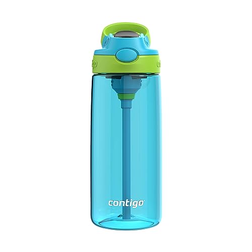 Contigo Kids 20oz 2-Pack Aubrey Water Bottles with Cleanable Silicone Straw, Spill-Proof Lid, Dishwasher Safe, Blue Raspberry/Cool Lime & Blueberry/Juniper, BPA-free