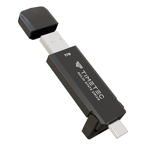 Timetec 1TB Pro Portable USB 3.2 Gen 2 Type-C/Type-A SSD Read Speed 1000MB/s Solid State Drive Stick Compatible with PS4, PS5, Xbox, Window PC & Mac