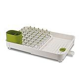 Joseph Joseph 85071 Extend Expandable Dish Drying Rack and Drainboard Set Foldaway Integrated Spout Drainer Removable Steel Rack and Cutlery Holder, White,White/Green - Plastic