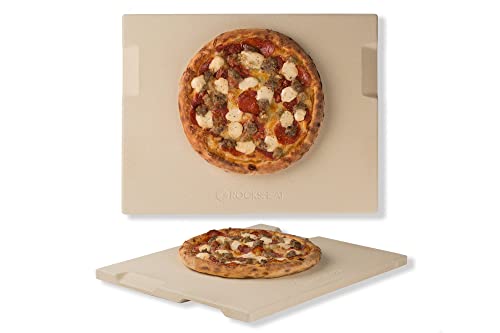 ROCKSHEAT Pizza Stone, 15'x12' Rectangular Pizza Stone for Oven Grill BBQ, Cordierite Baking Stone for Bread, Unique Built-in 4 Handles Cooking Stone