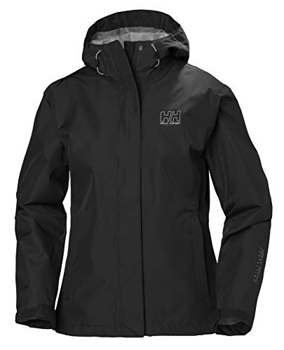 Helly Hansen Women's Seven J Waterproof Windproof Breathable Rain Coat Jacket, 990 Black, Large