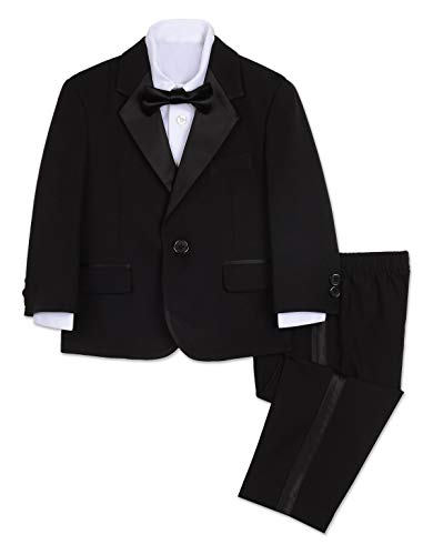 Nautica baby boys 4-piece Tuxedo With Dress Shirt, Bow Tie, Jacket, Pants and Toddler Suit, Black, 3-6 Months US