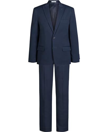 Calvin Klein Boys 2-Piece Formal Suit Set, Includes Single Breasted Jacket & Straight Leg Dress Pants with Belt Loops & Functional Pockets, Bright Blue Stretch, 6