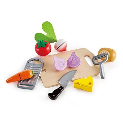 Hape Cooking Essentials Toy | Play Food Cutting Vegetables Set for Kids, Wooden Food Kitchen Accessory Toys