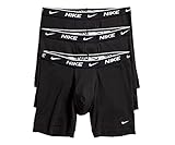 Nike Men`s Everyday Cotton Stretch Boxer Briefs 3 Pack (Medium, Black(KE1107-001)/W)