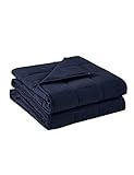 BB BLINBLIN Adult Weighted Blanket Heavy Blanket, Calm and Sleep, Premium Soft and Comfortable Material and Glass Beads (Navy Blue, 60''x80'' 15lbs), Suit for Adult(~140lb) Use on Queen/King Bed…