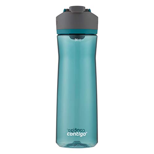 Contigo AUTOSEAL Cortland 24oz Water Bottle, BPA-Free Plastic, Spill, Leak-Proof Lid, and Carry Handle, Dishwasher Safe, Spirulina