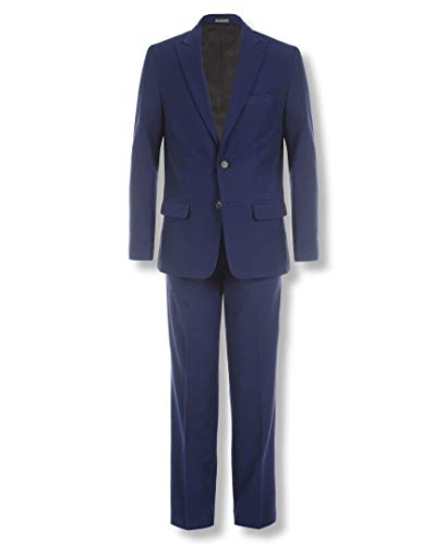 Calvin Klein Boys' 2-Piece Formal Suit Set, Includes Single Breasted Jacket & Straight Leg Dress Pants with Belt Loops & Functional Pockets, Infinity Blue, 8