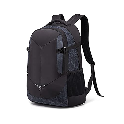 OIWAS 15.6 Inch Laptop Backpack Travel Daypack Lightweight Carry On with Side Pockets Graffiti Pattern Black/Navy for Men and Women