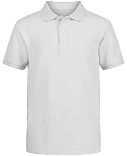 Nautica Boys' Little Boys' Uniform Short Sleeve Pique Polo, White, Large/6