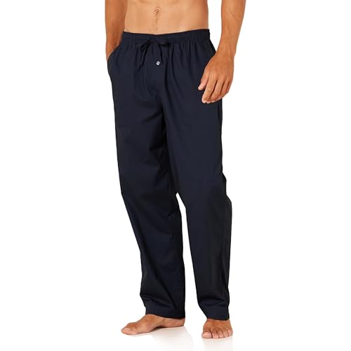 Amazon Essentials Men's Straight-Fit Woven Pajama Pant, Navy, Medium