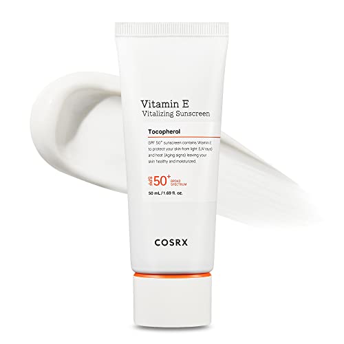 COSRX Daily SPF 50 Vitamin E Vitalizing Sunscreen for Face, UVA/UVB Protection, Lightweight, No White Cast for All Skin Tones, Semi Matte Finish, Sebum Balancing, Korean Skin Care