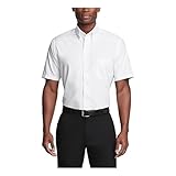 Van Heusen Men's Short Sleeve Dress Shirt Regular Fit Oxford Solid, White, 15.5'-16' Neck