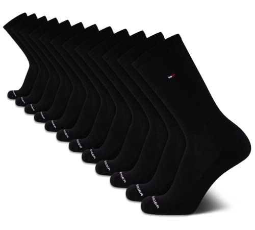 Tommy Hilfiger Men's Crew Socks - 12 Pack Performance Cushion Comfort Crew Socks - Breathable Athletic Socks for Men, Size 7-12, Pure Black