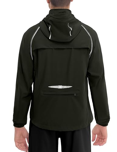 Little Donkey Andy Men's Quick-Dry Running Jacket UPF 50+ Cycling Jacket with Detachable Sleeves and Hood, Water Repellent, Black Size M