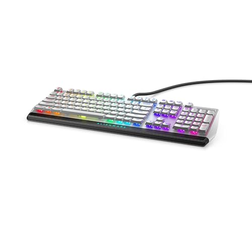 Alienware Low-Profile RGB Gaming Keyboard AW510K Light, Alienfx Per Key RGB Lighting, Media Controls and USB Passthrough, Cherry MX Low Profile Red Switches, Lunar light