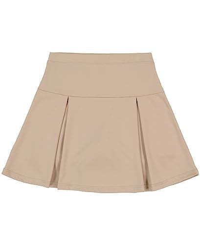 IZOD Girls' School Uniform Sensory-Friendly Pleated Scooter Skirt with Undershorts, Soft Fabric, Tagless with Flat Seams, Khaki, 8