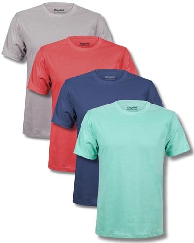 Kingsted Men's T-Shirts Pack - Royally Comfortable - Super Soft Cotton Blend - Short Sleeve Tagless Crewneck - Plain Colored Classic Tees (4 Pack, Favorites, Medium)