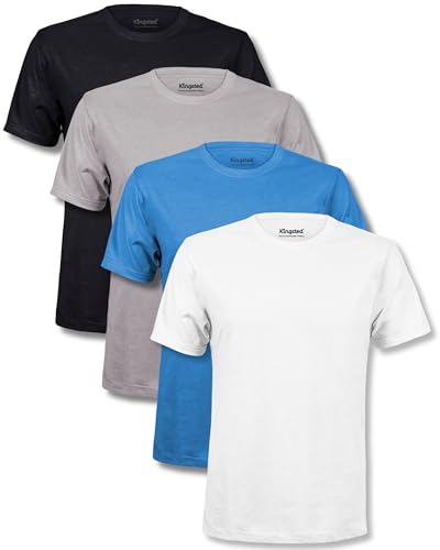 Kingsted Mens Short Sleeve Crew Neck T-Shirts Pack - Premium Cotton Blend - Comfortable Casual Plain Tees (Everyday, Medium)