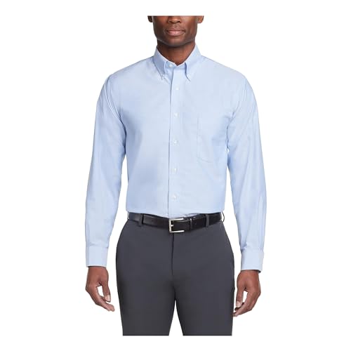 Van Heusen Men's Dress Shirt Regular Fit Oxford Solid, Blue, 15.5'-16' Neck 33'-34' Sleeve