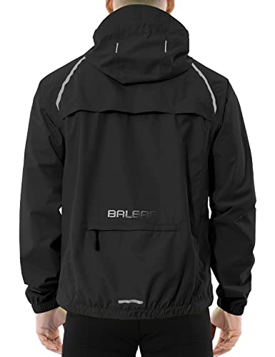 BALEAF Men's Rain Jacket Waterproof Windbreaker Running Cycling Golf Hiking Gear Hood Lightweight Reflective Packable Black M