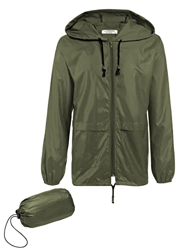 COOFANDY Mens & WoMens Raincoat Waterproof Adult Rain Jacket Reusable Rain Poncho with Hood