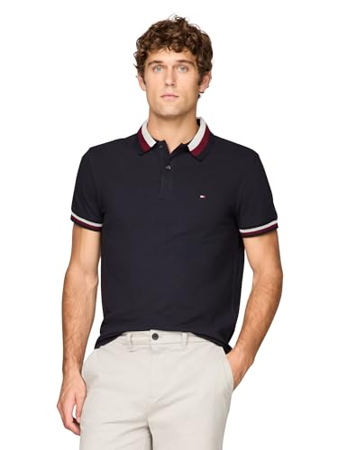 Tommy Hilfiger Men's Two Tone Shade Collar Regular Short Sleeve Polo