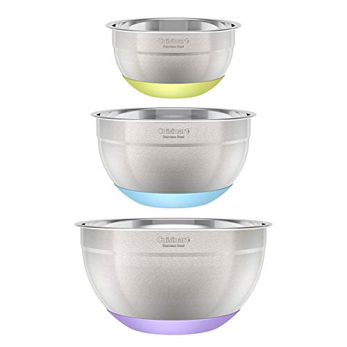 Cuisinart 3-Piece Stainless Steel Mixing Bowls with Nonslip Base, 1.5qt, 3qt & 5qt