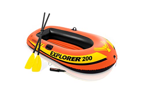 Intex Explorer 200 Inflatable 2 Person River Boat Raft Set with 2 Oars & Pump