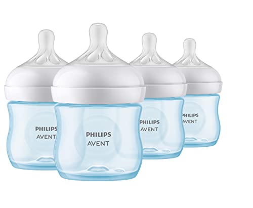 Philips Avent Natural Baby Bottle with Natural Response Nipple, Blue, 4oz, 4pk, SCY900/24