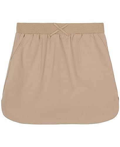 Nautica Girls' Little School Uniform Pull-On Scooter Skirt with Undershorts, Knit Waistband & Functional Pockets, Performance Material, Khaki, 6