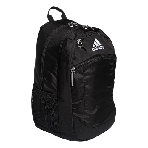 adidas Striker Team Sports Backpack Durable Athletic Gym Laptop Bag for Boys/Girls, Black/White/2.0 (28L), One Size