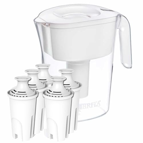 Brita Water Pitcher with 5 Replacement Water Filters - Water Filter Pitcher w/Brita Filter Replacement for Brita Pitcher - Bundle Brita Pitcher w/ 2 Brita Water Filter & 3 Joey'z Replacement Filters