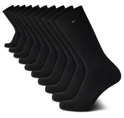 Tommy Hilfiger Men's Athletic Socks - Cushioned Crew Socks (10 Pack), Size 7-12, Black