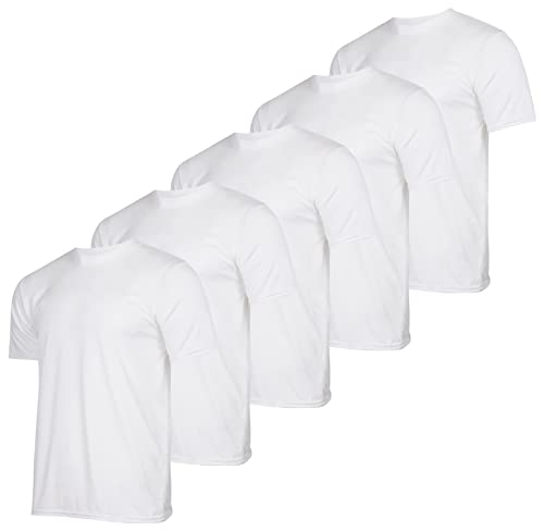 Real Essentials - Pack of 5 Men’s Active Quick Dry Fit Crew Neck T-Shirts Athletic Gym Workout Short Sleeve Tee Tops Camisas para Hombres Summer - Medium - Set 9