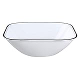 Corelle Vitrelle 6-Piece (22-Oz) Cereal Soup Bowls, Triple Layer Glass and Chip Resistant, Lightweight Square Dinnerware Bowl Set, Simple Lines